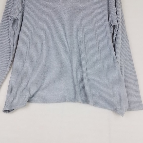 Soncy Ribbed Knit Sweater Sz 10 Gray Oversized Stretchy V Neck Twist Open Back - Picture 3 of 11